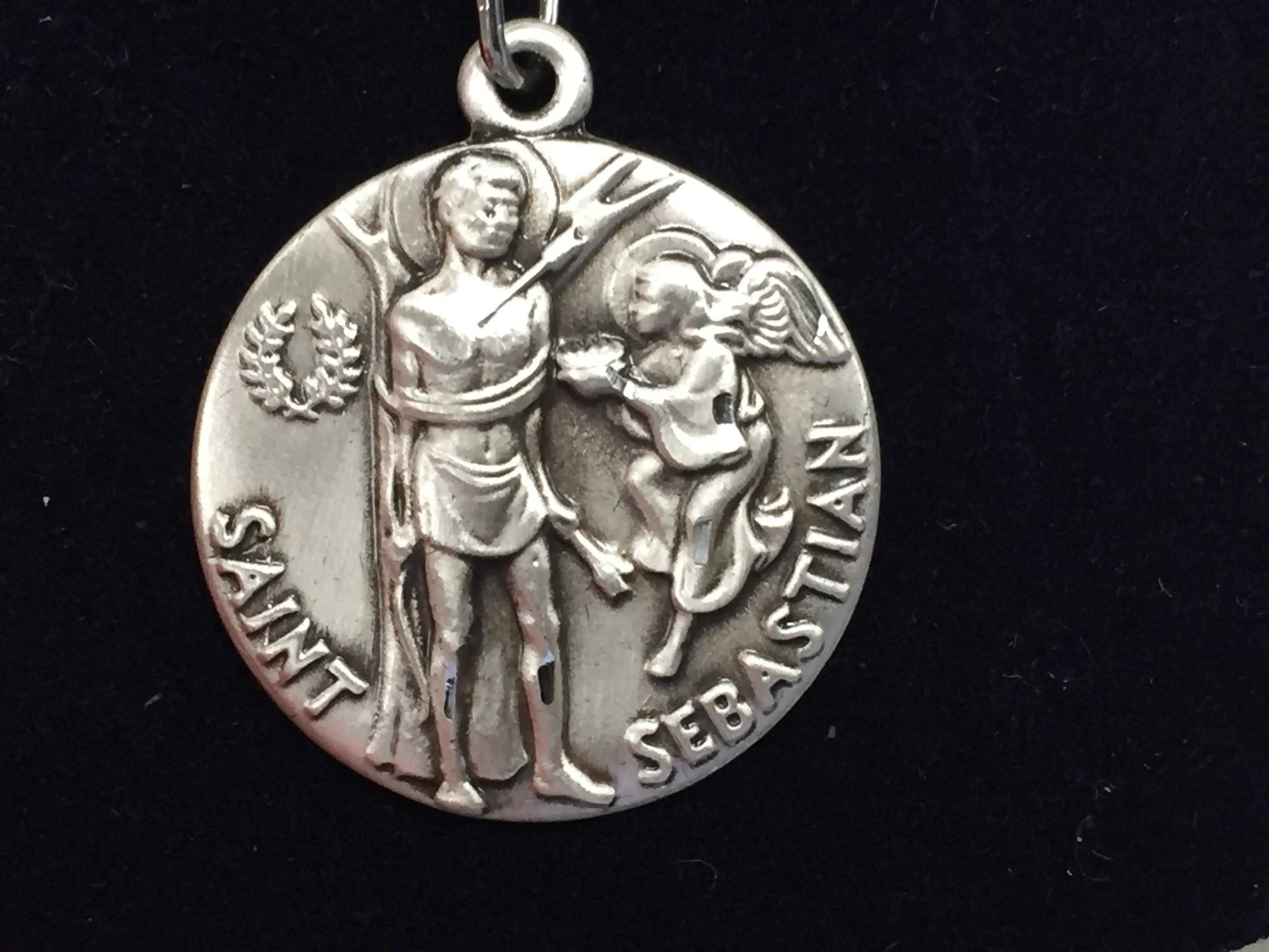 Saint Sebastian Silver Pendant With Chain Religious