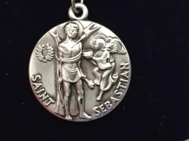 Saint Sebastian Silver Pendant With Chain Religious