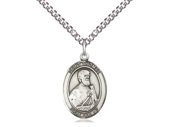 Saint Thomas The Apostle Silver Pendant With Chain Religious