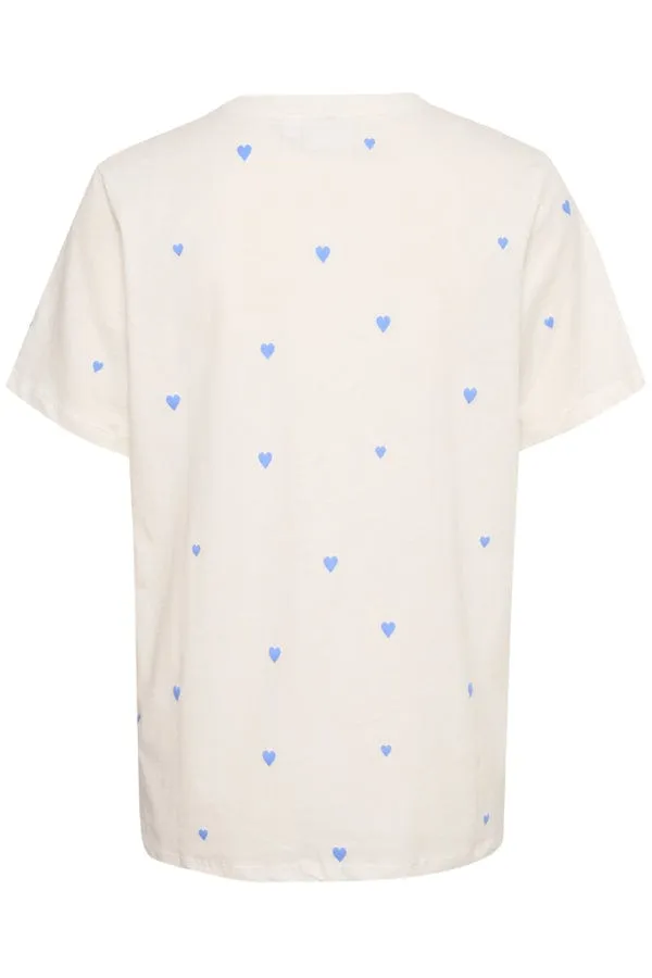 Saint Tropez Heart Cotton T-Shirt Blue Ivory