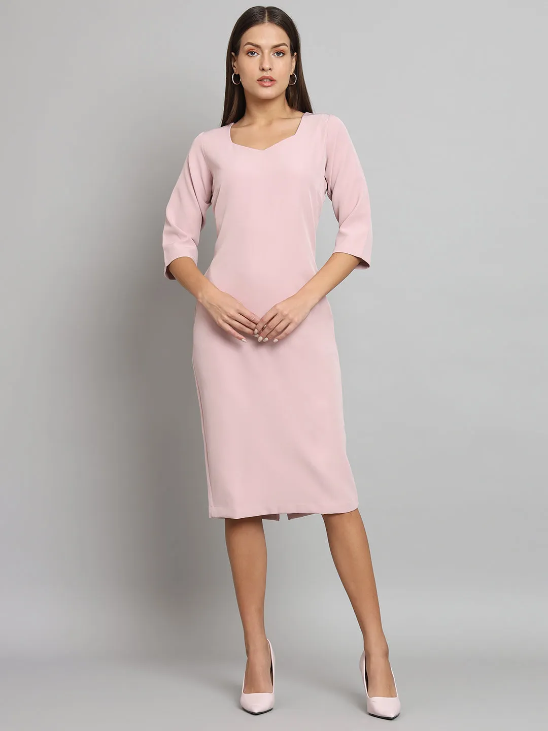 Stretch Pencil dress- Baby Pink