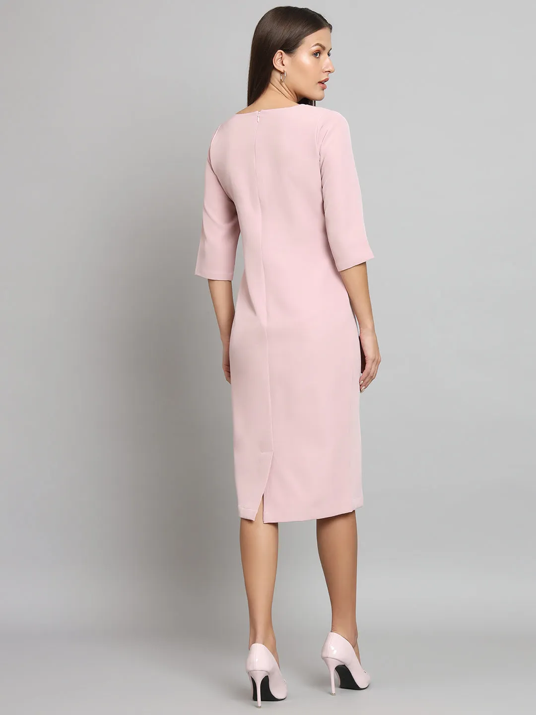 Stretch Pencil dress- Baby Pink