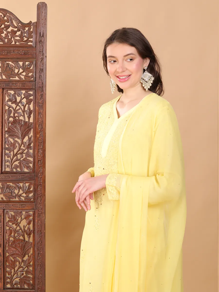 Surmai Premium Chikankari Viscose Mukaish Kurti Set